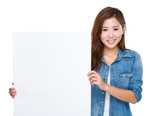 Asian woman hold placard