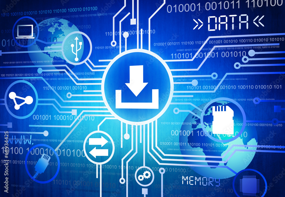 Poster digitally generated image of data concept