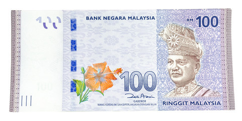 One Hundred Malaysia Ringgit Currency Bank Notes