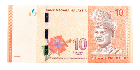 Ten Malaysia Ringgit Currency Bank Notes
