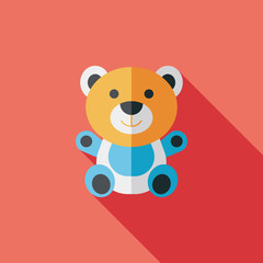 teddy bear flat icon with long shadow,eps 10