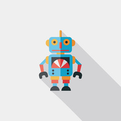 vintage robot flat icon with long shadow,eps 10