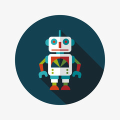 vintage robot flat icon with long shadow,eps 10