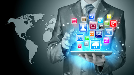 Business man using tablet PC