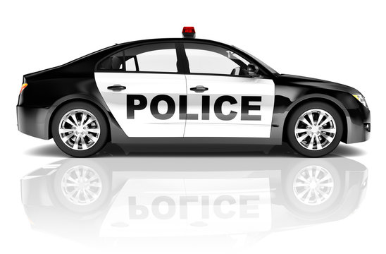 3D Police Car Isolated On White Background