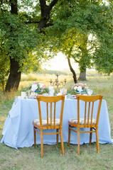 Fototapeta na wymiar wedding table for two