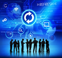 Silhouettes of Business People Working