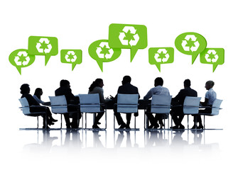 Silhouettes Of Business People with Recycling Icons