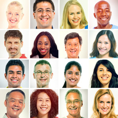 Fototapeta na wymiar Multi-Ethnic Faces Portrait in a Row