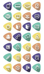 Business icons in colorful triangles