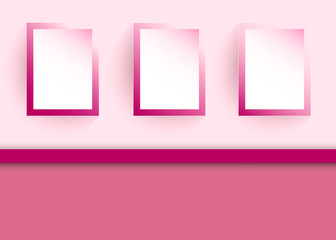 blank black frame on the pink wall  vector illustration