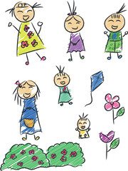 Fototapeta na wymiar Children Doodle