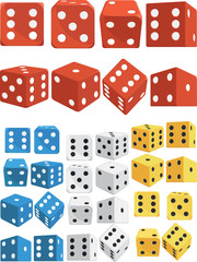Dice in Several Positions and Colors