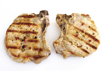 Gegrilltes Schweinekotelett,erhöhte Ansicht