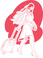 Sketch of Woman Tourist Travelling