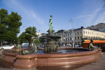 Helsinki. Fountain with a bronze sculpture of Havis Amanda