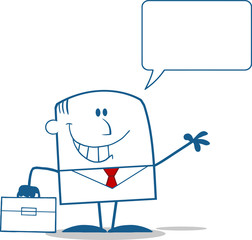 Businessman Waving Monochrome Character With Speech Bubble