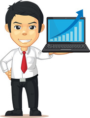 Man with Increasing Graph or Chart on Laptop