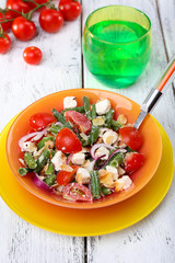 Fresh breakfast consisting of vegetable salad served