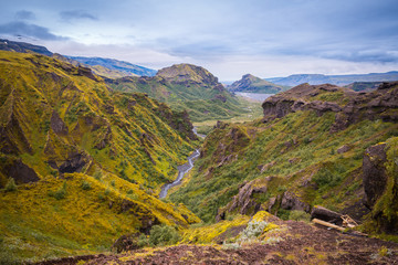 Fototapeta na wymiar Panorama of Icelandic mountains