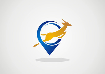 kangaroo in zoo location logo vector