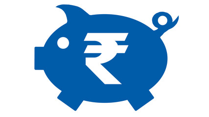 button - piggy bank in blue with rupie symbol - rupie3 - g1209