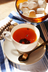 Cup of tea on table, close up