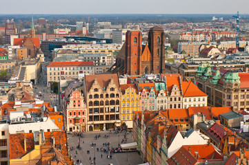 Fototapeta na wymiar Town square in Wroclaw, Poland
