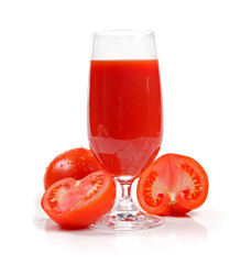 fresh tomato juice isolated on white background