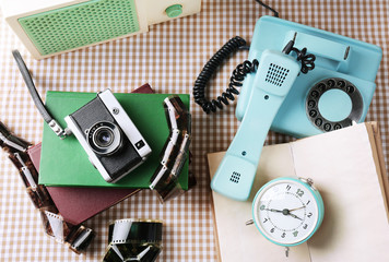 Retro things on table, close up
