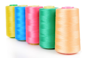 Colorful skeins of thread isolated on white