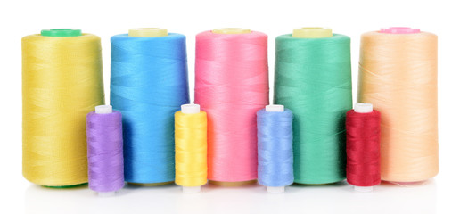 Colorful skeins of thread isolated on white