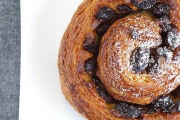 France breakfast food raisin bread , pain aux raisins
