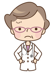 高齢女性　医師　表情