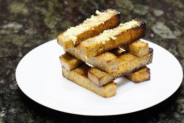 Rye toasts on a plate