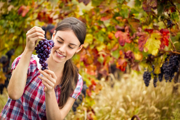 woman with  bunch grape