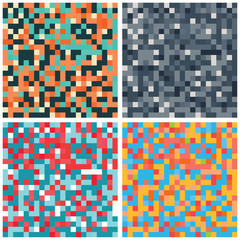 A group of four pixel background vectors