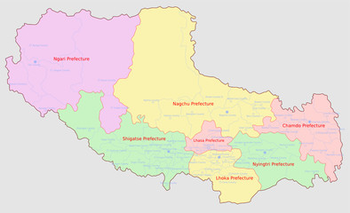 Tibet Administrative Regions Map