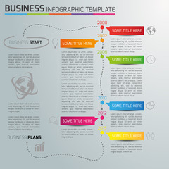 Infographic timeline template with icons, light background, 6 s