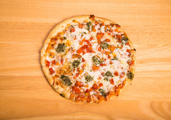Vegetable Pizza on Wood Counter