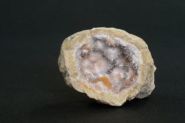 Aragonite geode +rare Kutnahorite, Valdrano, Italy. 3.9cm across