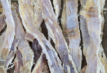 close - up delicious dried squid snack