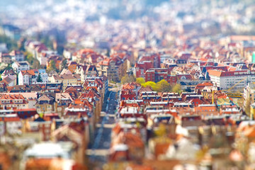 Tilt shift Effekt - Stadt Stuttgart