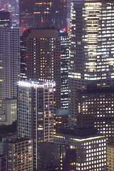 Close - up Hi building in Tokyo city at night