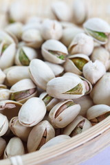 Close - up group of healthy toasted pistachios