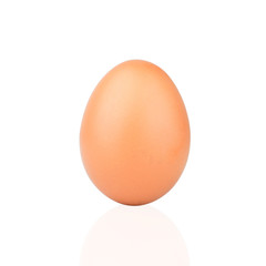 Single brown chicken egg isolated on white