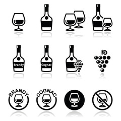 Brandy and cognac vector icons set