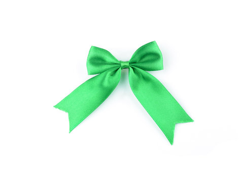 Green bow tie isolated on white background