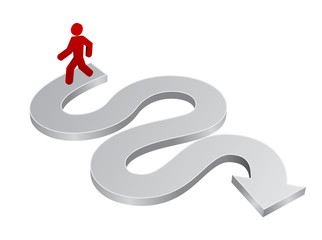 person walking arrow way