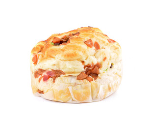 bread with ham on white background